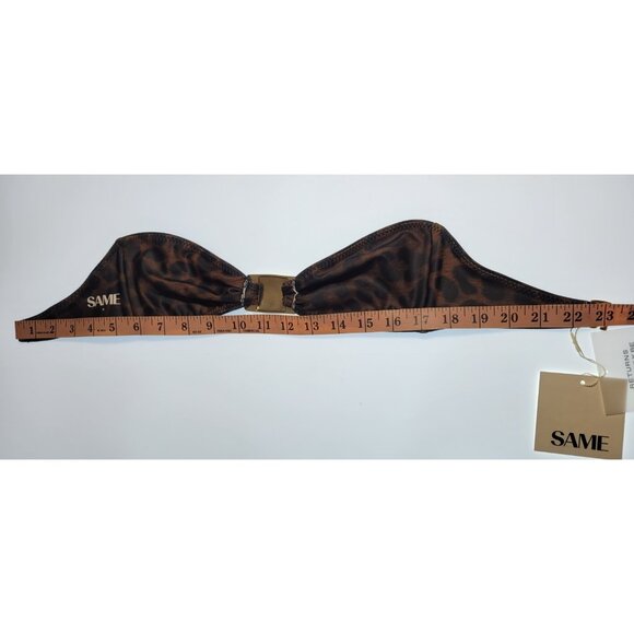 SAME LOS ANGELES BIKINY WOMENS Knotted Top /High Weist Bootom S 90's Brown Print - Picture 8 of 8